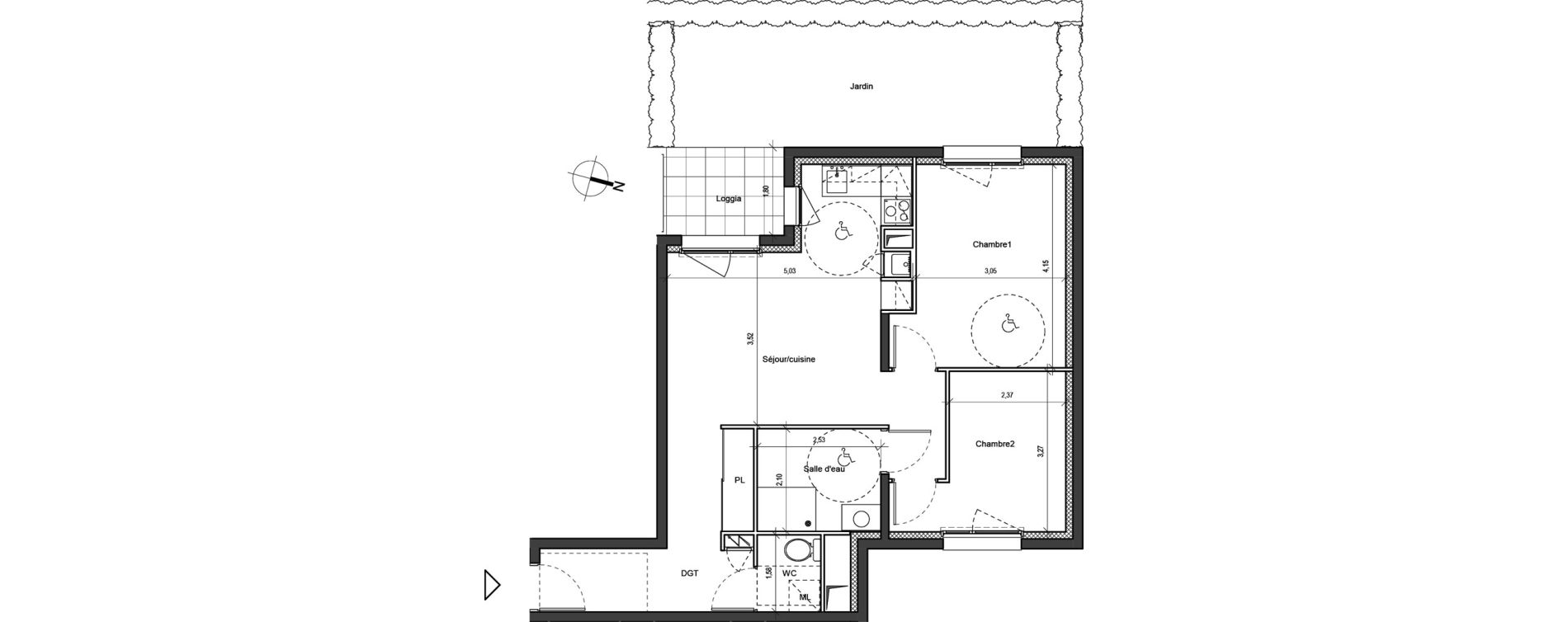 Appartement T3 de 61,91 m2 &agrave; Chambray-L&egrave;s-Tours Guignardiere