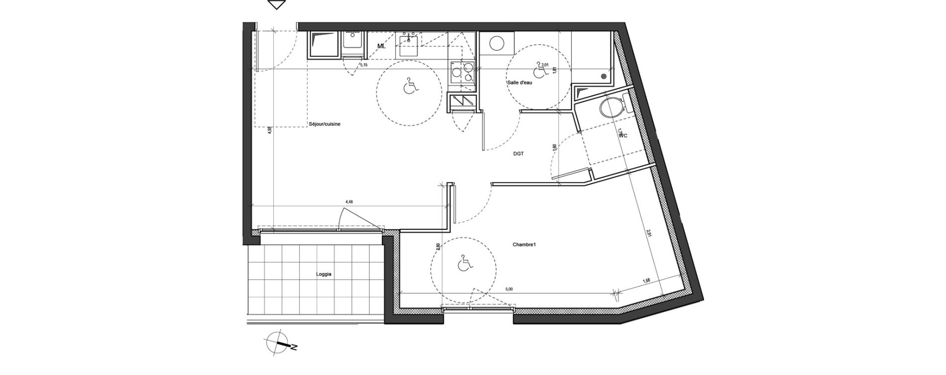 Appartement T2 de 48,82 m2 &agrave; Chambray-L&egrave;s-Tours Guignardiere