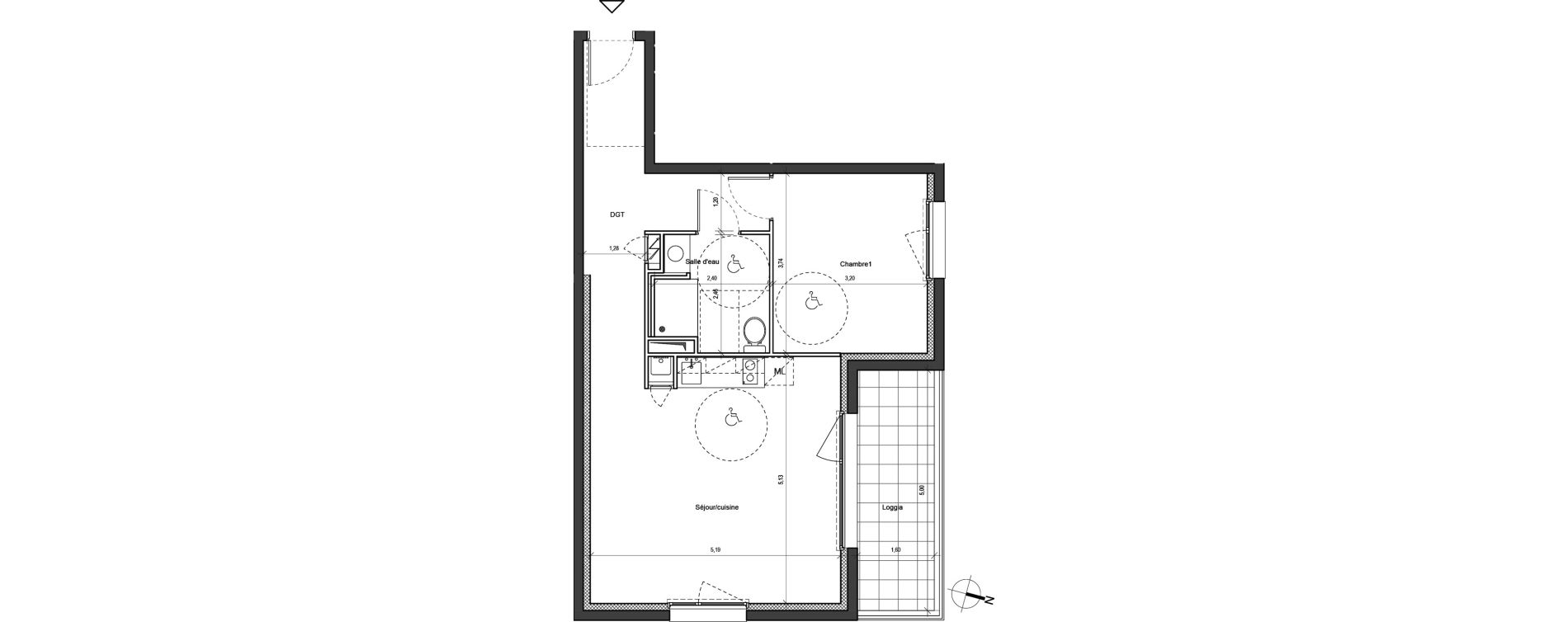 Appartement T2 de 54,79 m2 &agrave; Chambray-L&egrave;s-Tours Guignardiere