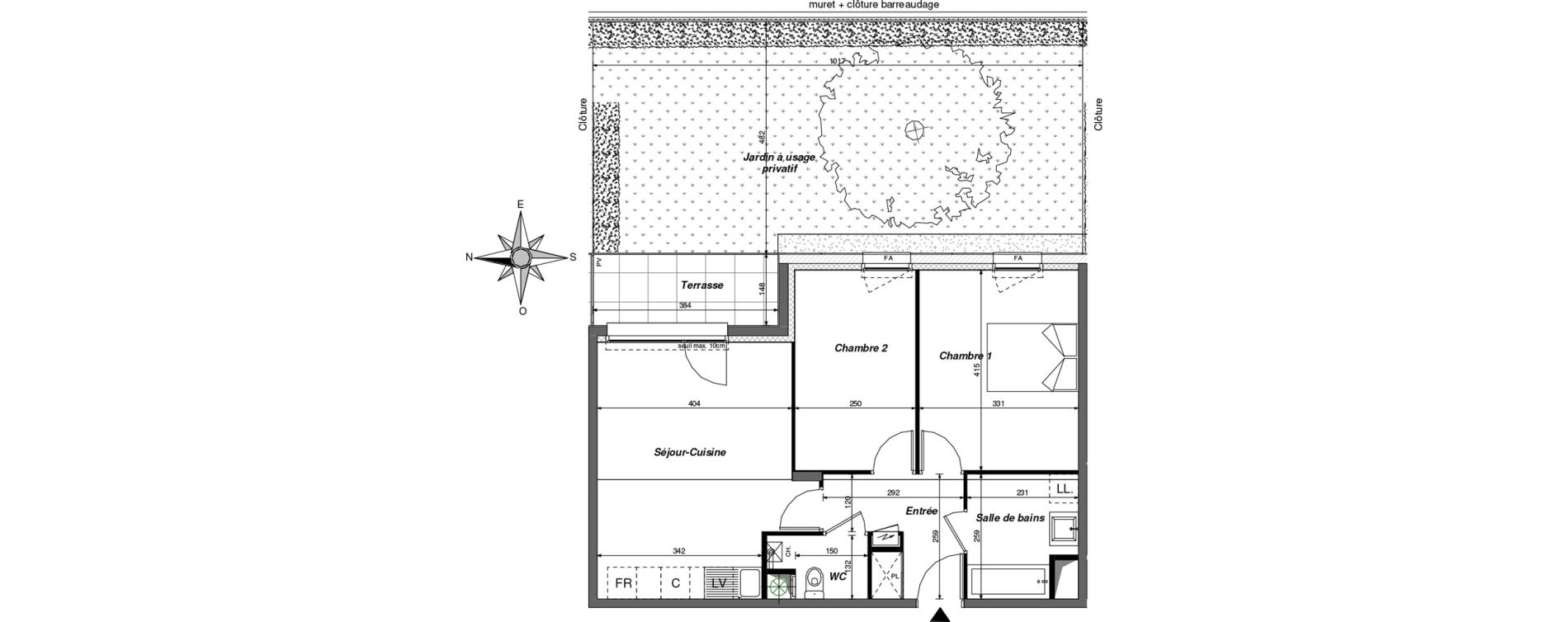 Appartement T3 de 59,01 m2 &agrave; Chambray-L&egrave;s-Tours Centre ville - pommiers