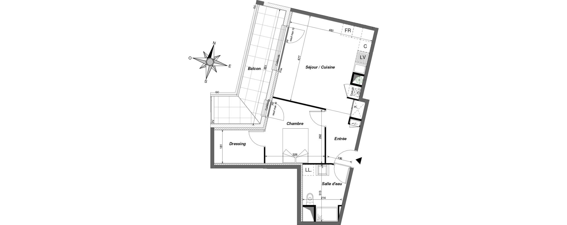 Appartement T2 de 48,00 m2 &agrave; Chambray-L&egrave;s-Tours Centre ville - pommiers