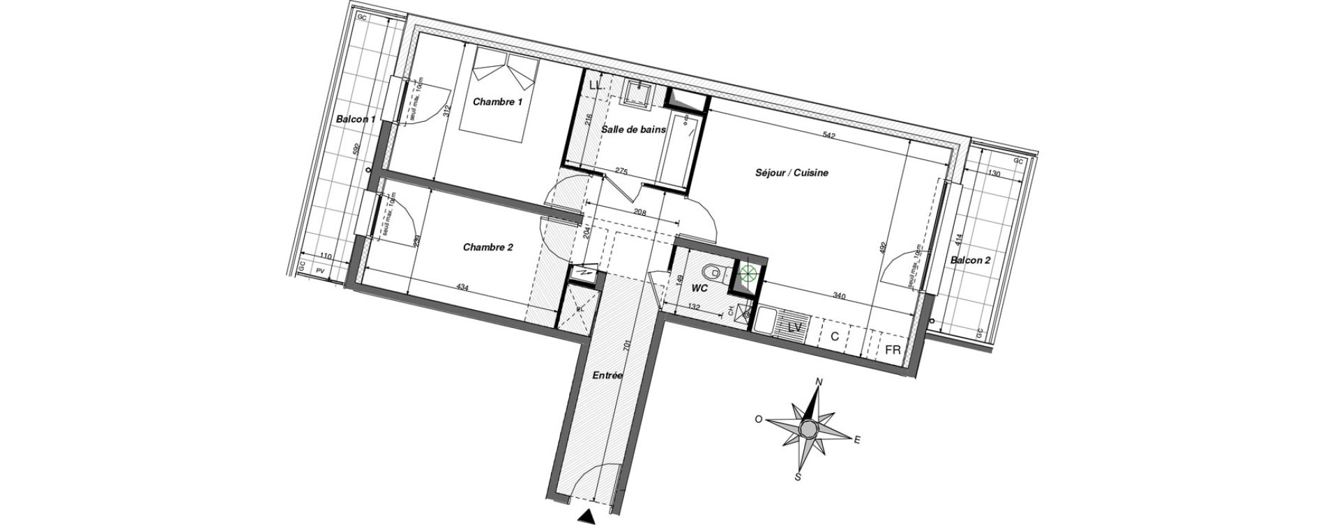 Appartement T3 de 65,10 m2 &agrave; Chambray-L&egrave;s-Tours Centre ville - pommiers