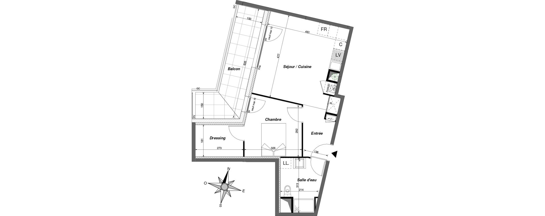 Appartement T2 de 48,00 m2 &agrave; Chambray-L&egrave;s-Tours Centre ville - pommiers