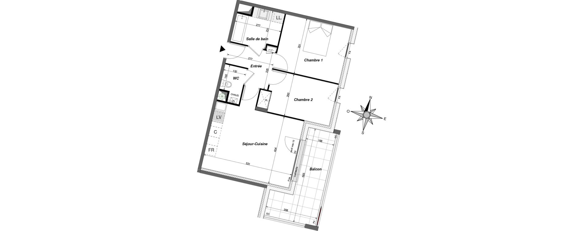 Appartement T3 de 58,98 m2 &agrave; Chambray-L&egrave;s-Tours Centre ville - pommiers