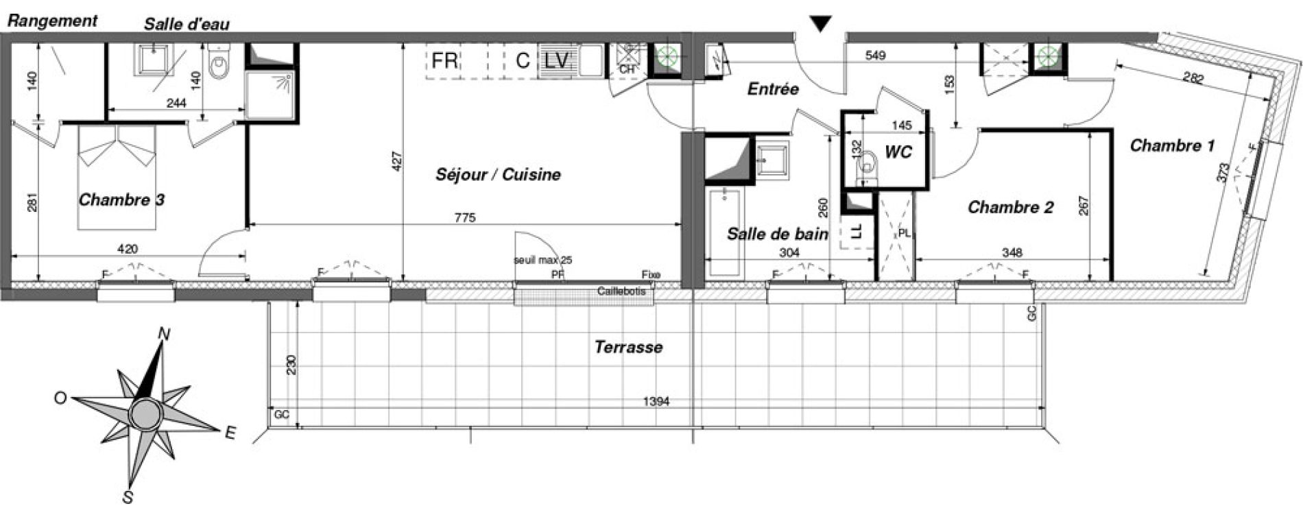 Appartement T4 de 88,20 m2 &agrave; Chambray-L&egrave;s-Tours Centre ville - pommiers
