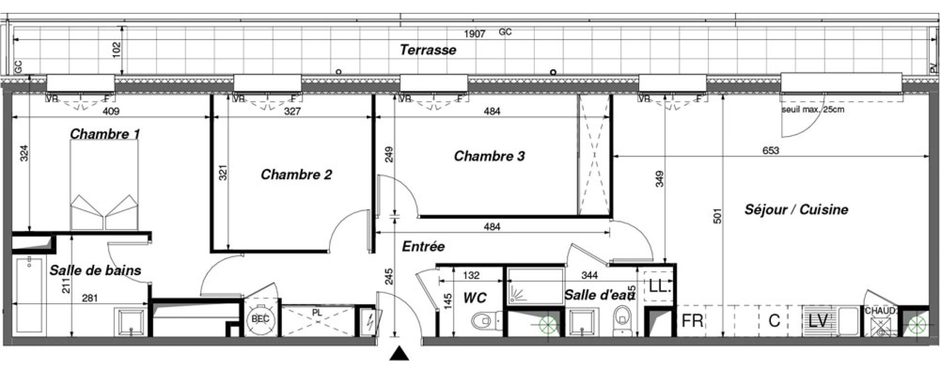 Appartement T4 de 88,70 m2 &agrave; Chambray-L&egrave;s-Tours Centre ville - pommiers