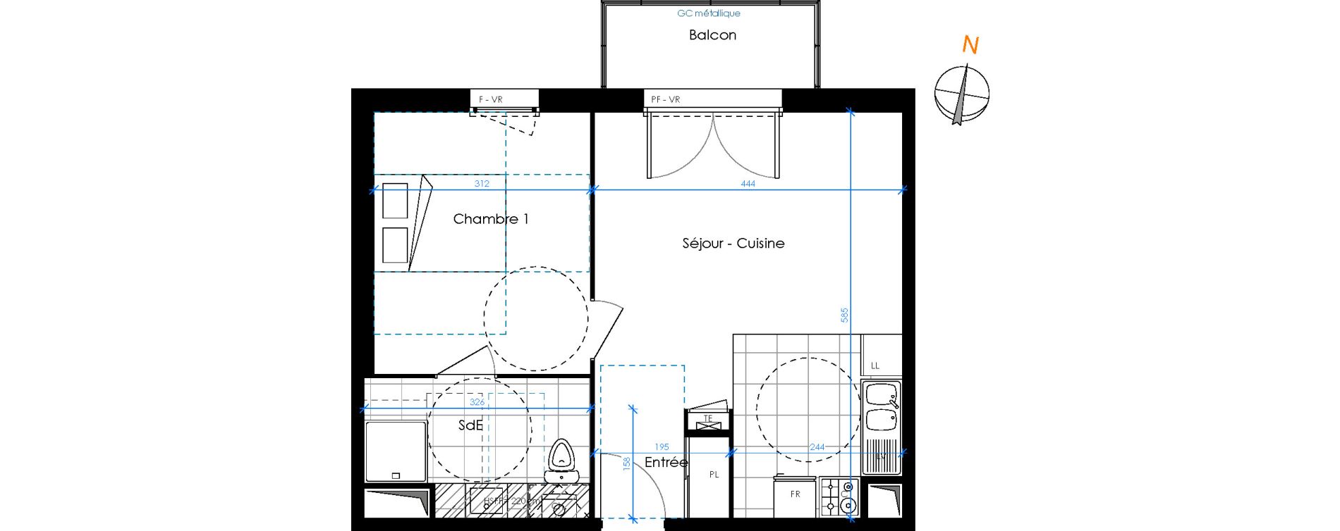 Appartement T2 de 43,14 m2 &agrave; Chambray-L&egrave;s-Tours Centre