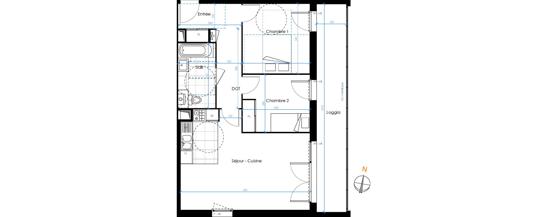 Appartement T3 de 62,03 m2 &agrave; Chambray-L&egrave;s-Tours Centre