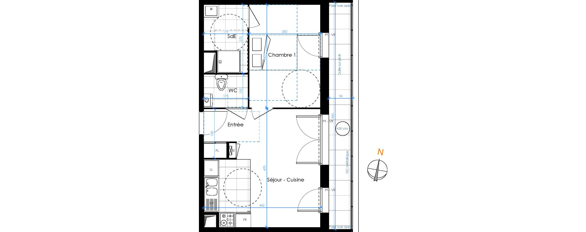 Appartement T2 de 39,13 m2 &agrave; Chambray-L&egrave;s-Tours Centre