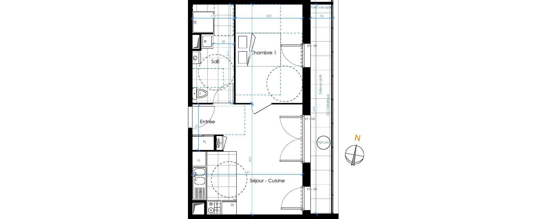 Appartement T2 de 39,33 m2 &agrave; Chambray-L&egrave;s-Tours Centre