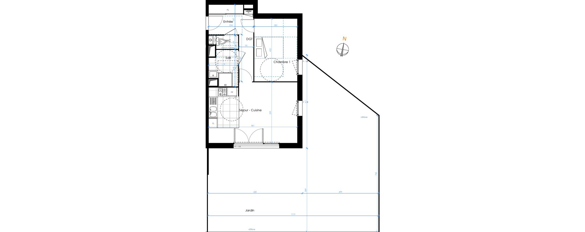 Appartement T2 de 48,05 m2 &agrave; Chambray-L&egrave;s-Tours Centre