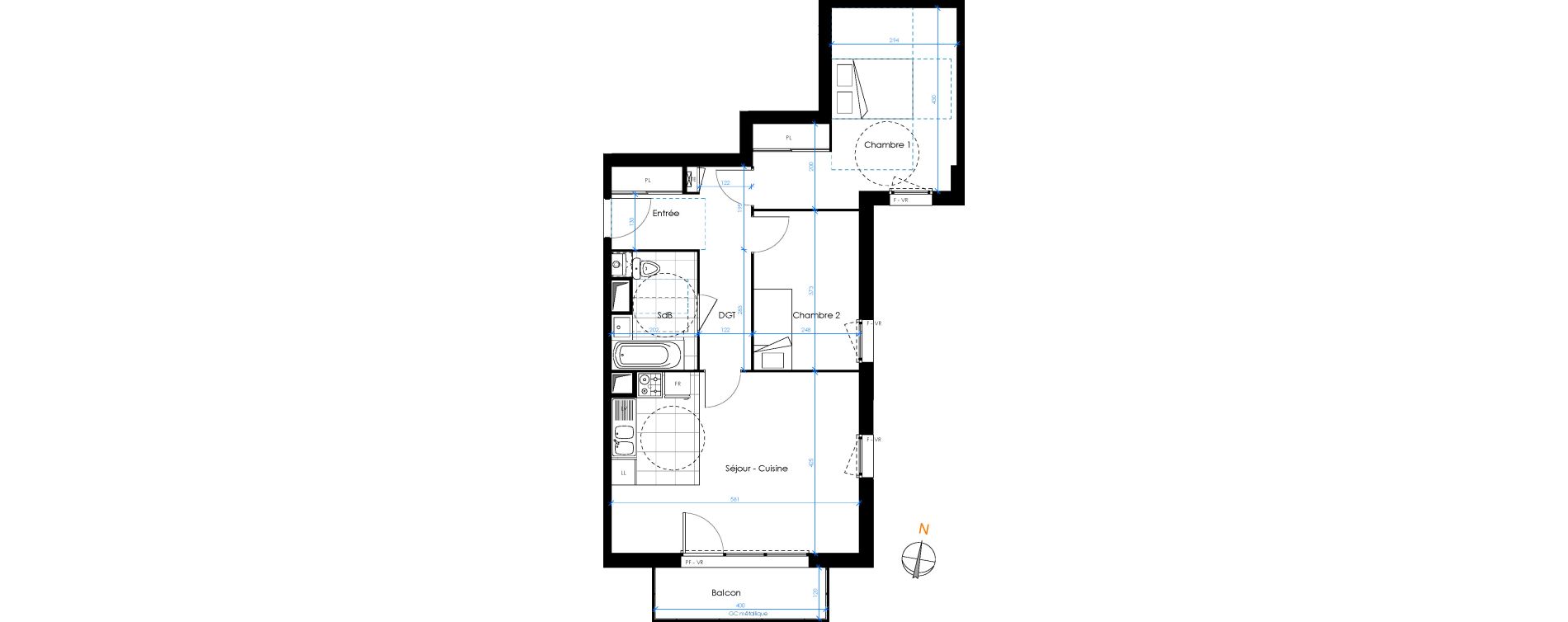 Appartement T3 de 64,86 m2 &agrave; Chambray-L&egrave;s-Tours Centre
