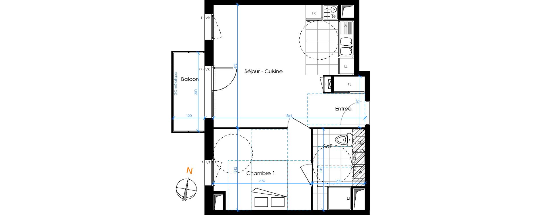 Appartement T2 de 42,89 m2 &agrave; Chambray-L&egrave;s-Tours Centre