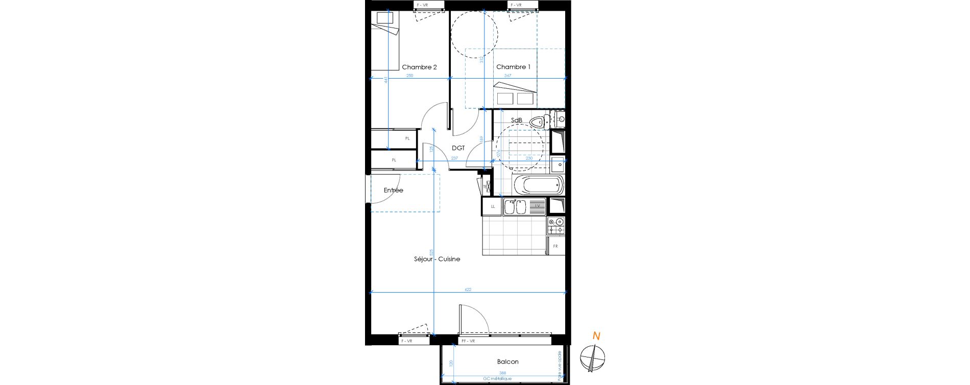 Appartement T3 de 62,35 m2 &agrave; Chambray-L&egrave;s-Tours Centre