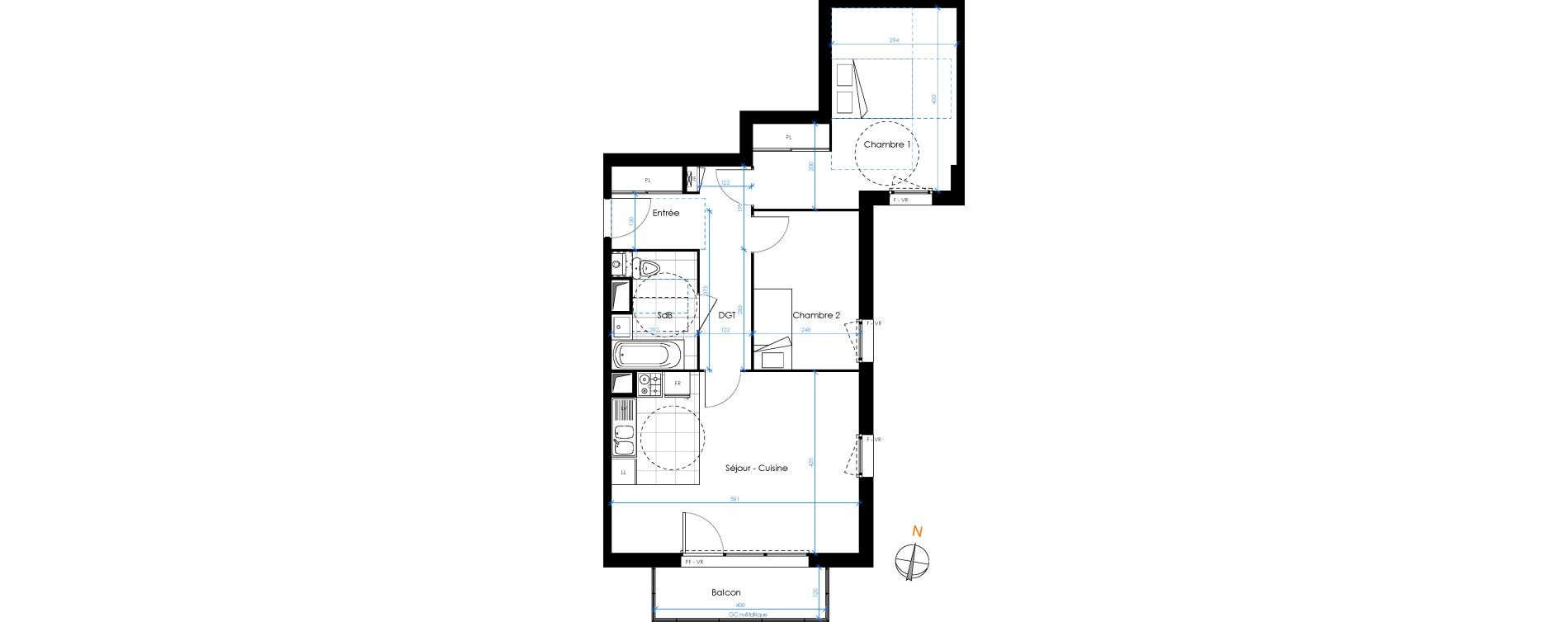 Appartement T3 de 64,86 m2 &agrave; Chambray-L&egrave;s-Tours Centre