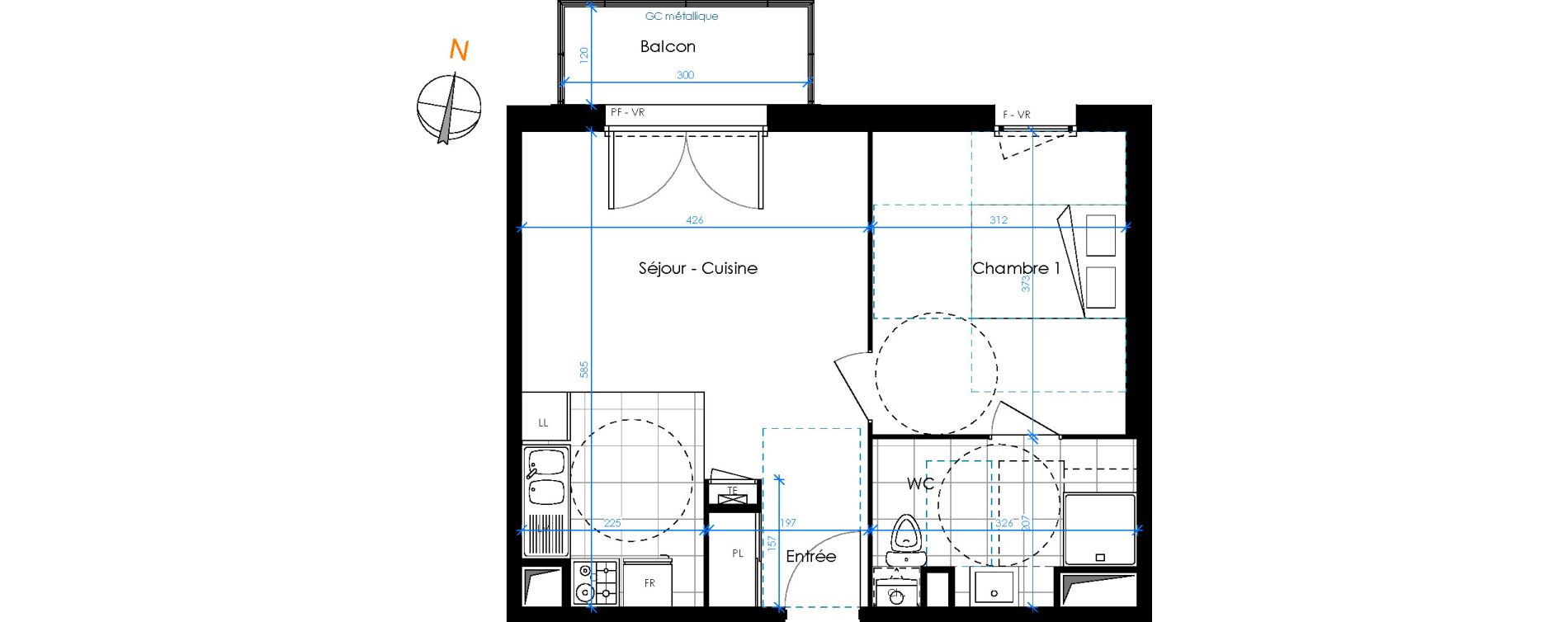 Appartement T2 de 41,91 m2 &agrave; Chambray-L&egrave;s-Tours Centre
