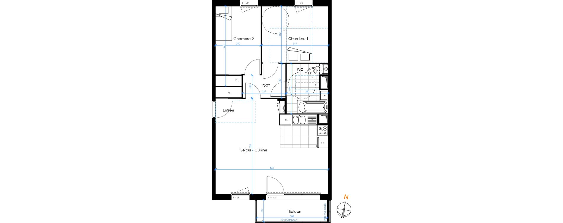 Appartement T3 de 62,34 m2 &agrave; Chambray-L&egrave;s-Tours Centre