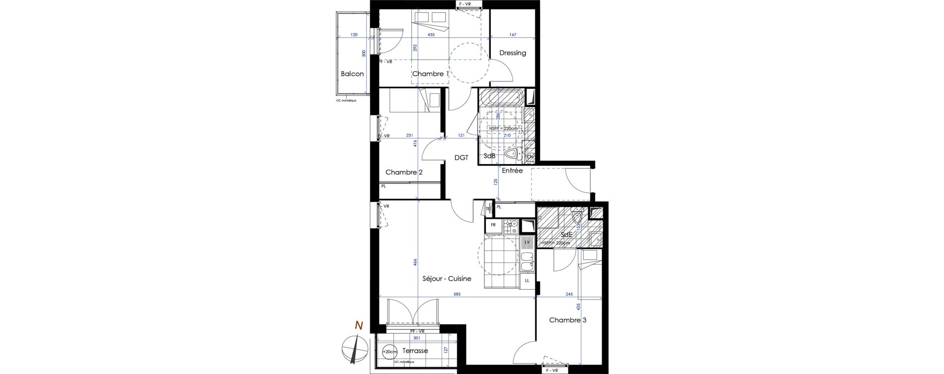 Appartement T4 de 87,60 m2 &agrave; Chambray-L&egrave;s-Tours Centre