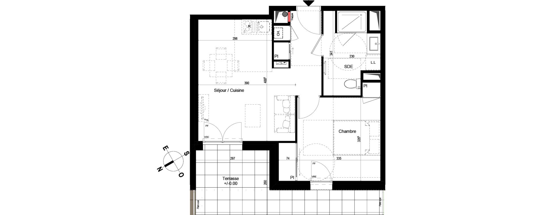 Appartement T2 de 41,58 m2 &agrave; Chambray-L&egrave;s-Tours Centre