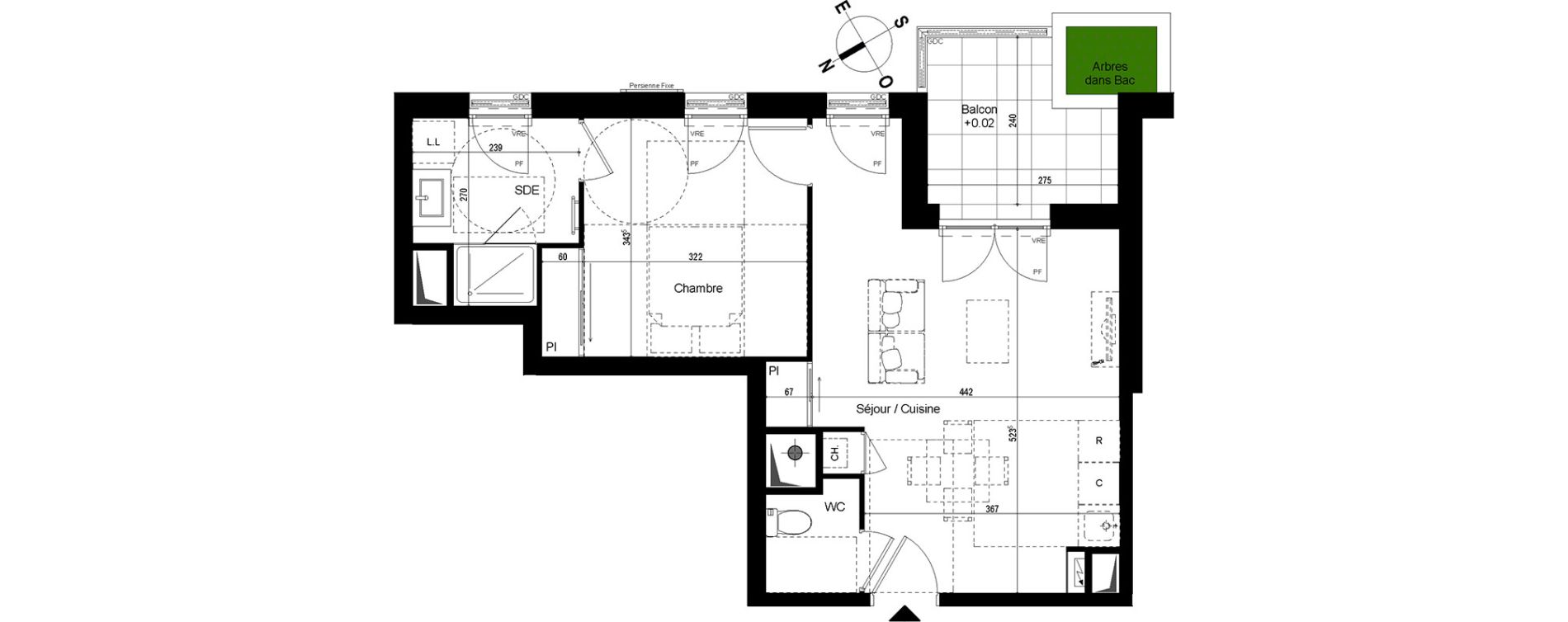 Appartement T2 de 43,47 m2 &agrave; Chambray-L&egrave;s-Tours Centre