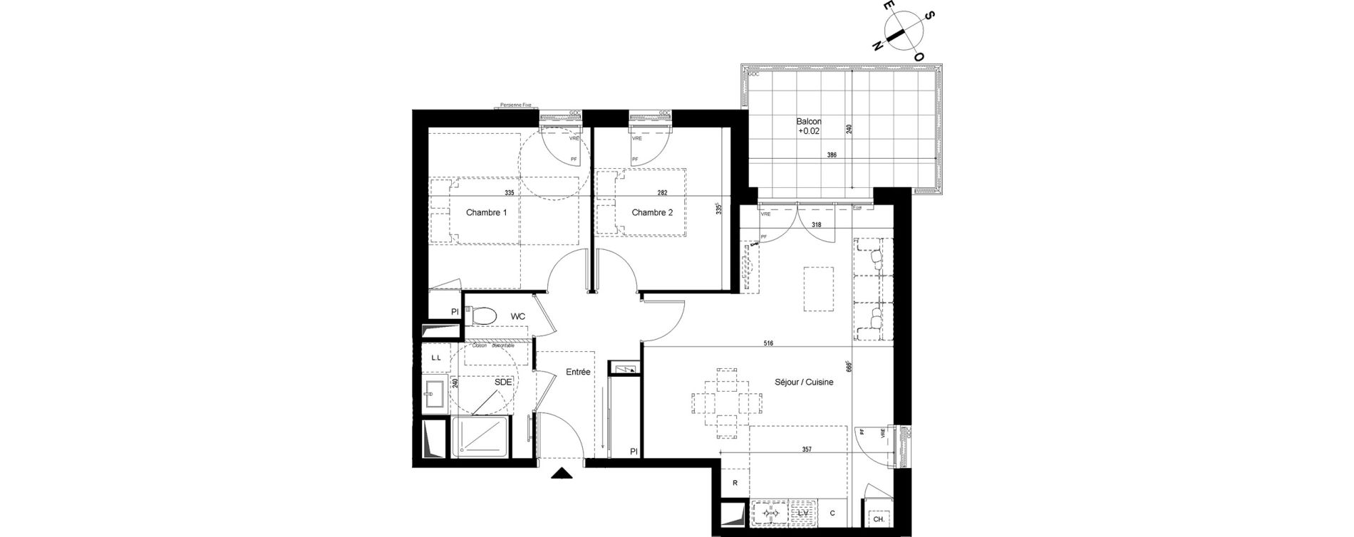 Appartement T3 de 62,68 m2 &agrave; Chambray-L&egrave;s-Tours Centre