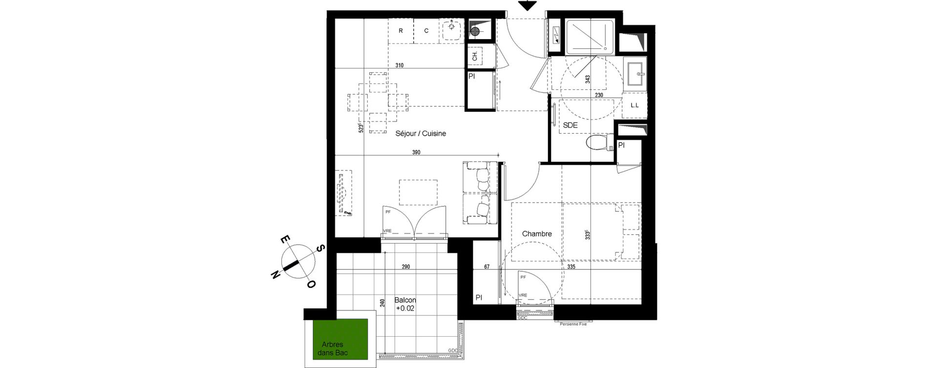 Appartement T2 de 42,74 m2 &agrave; Chambray-L&egrave;s-Tours Centre