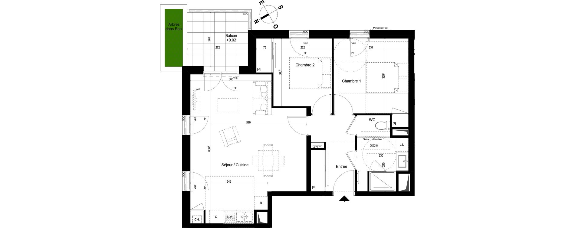 Appartement T3 de 63,49 m2 &agrave; Chambray-L&egrave;s-Tours Centre