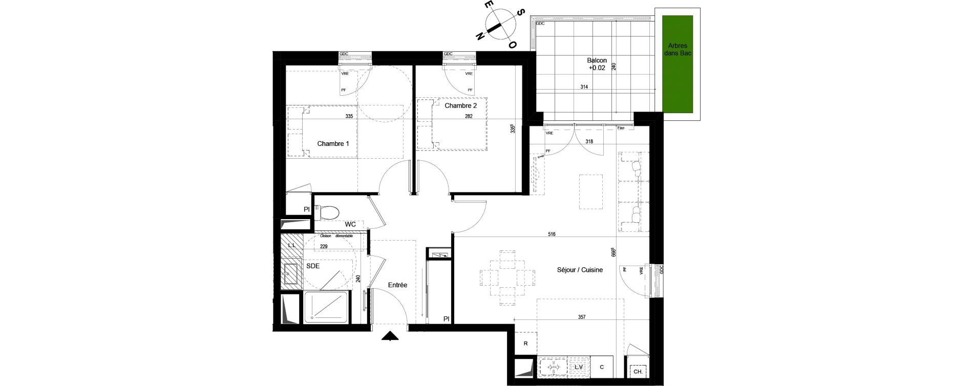 Appartement T3 de 62,68 m2 &agrave; Chambray-L&egrave;s-Tours Centre