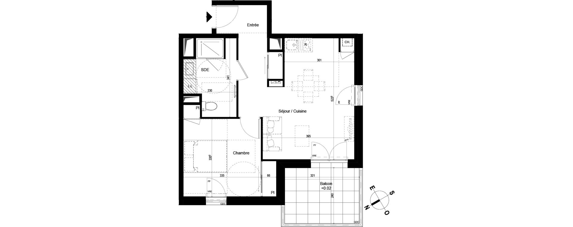 Appartement T2 de 45,74 m2 &agrave; Chambray-L&egrave;s-Tours Centre