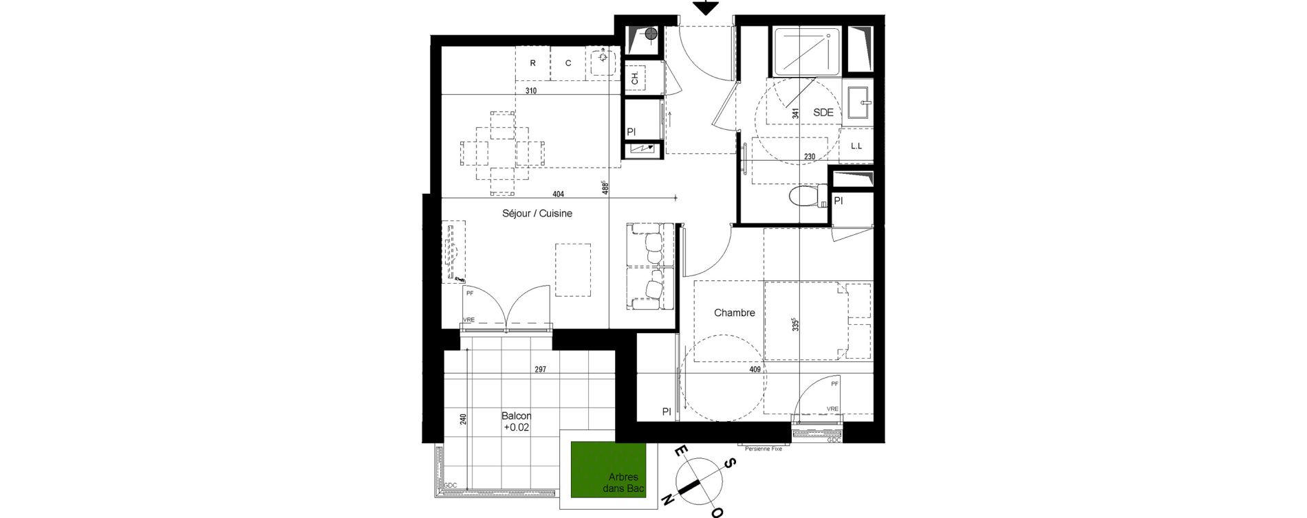 Appartement T2 de 42,27 m2 &agrave; Chambray-L&egrave;s-Tours Centre