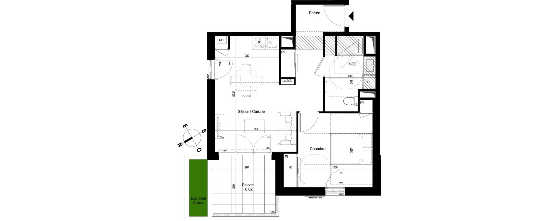 Appartement T2 de 44,82 m2 &agrave; Chambray-L&egrave;s-Tours Centre