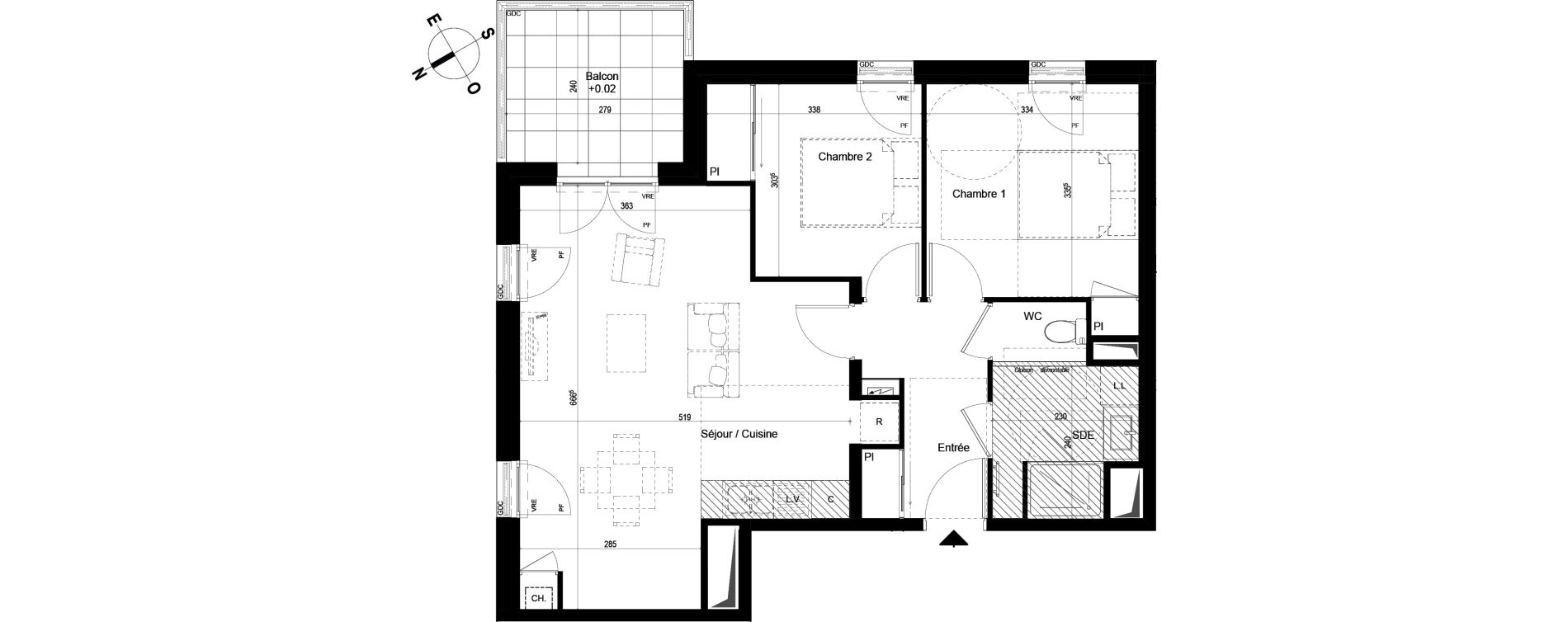 Appartement T3 de 63,04 m2 &agrave; Chambray-L&egrave;s-Tours Centre