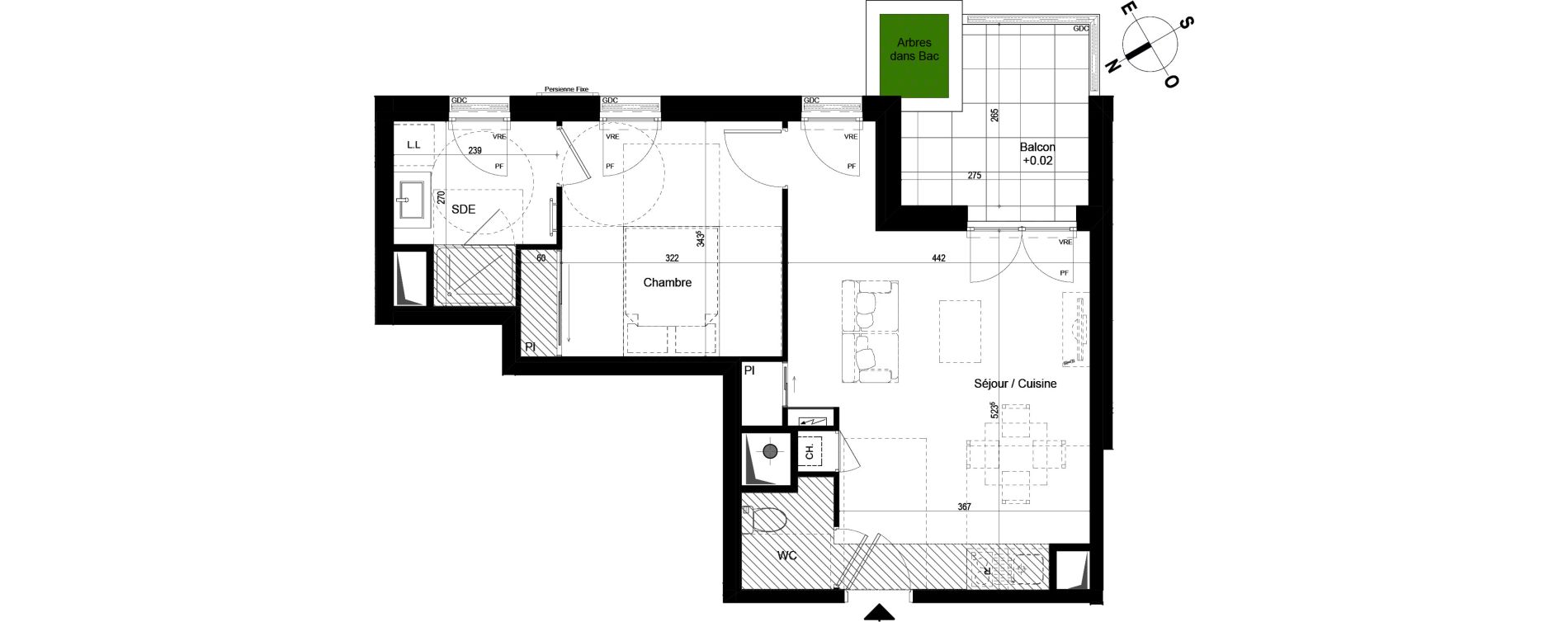 Appartement T2 de 43,40 m2 &agrave; Chambray-L&egrave;s-Tours Centre