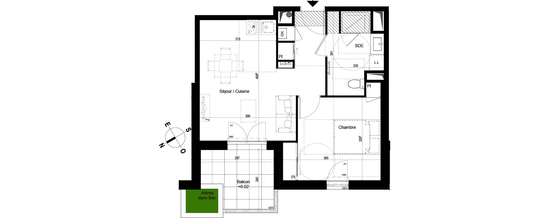 Appartement T2 de 41,72 m2 &agrave; Chambray-L&egrave;s-Tours Centre