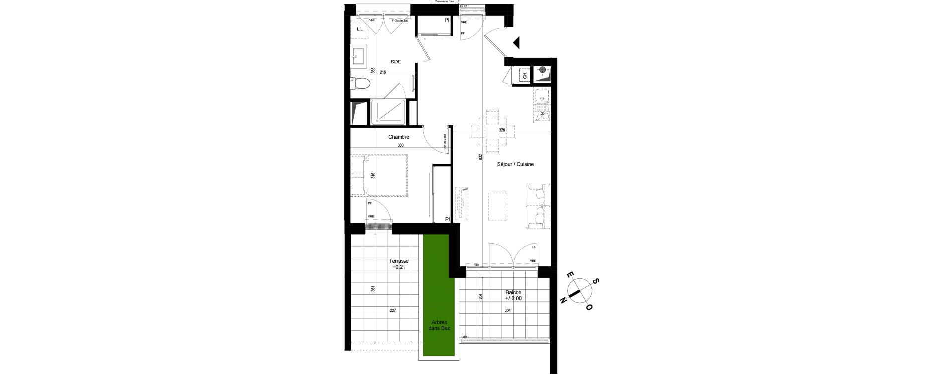Appartement T2 de 45,63 m2 &agrave; Chambray-L&egrave;s-Tours Centre