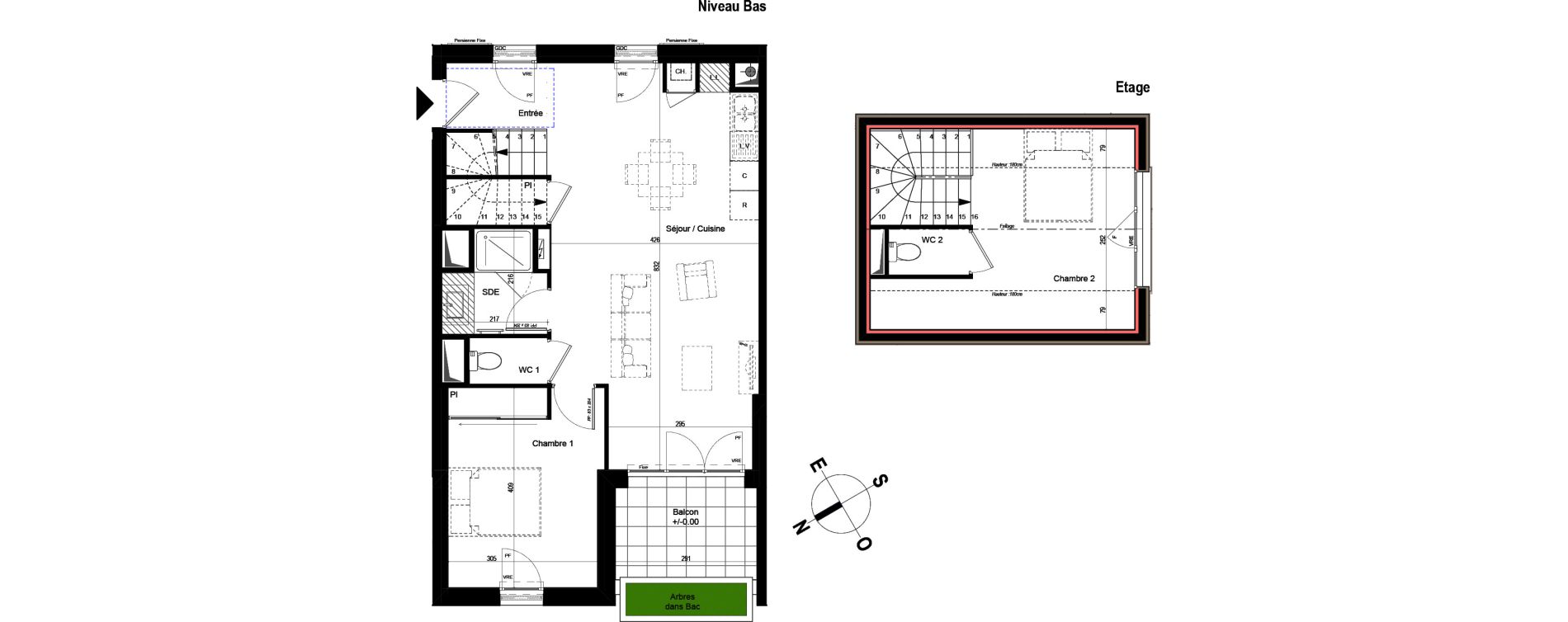 Duplex T3 de 65,57 m2 &agrave; Chambray-L&egrave;s-Tours Centre