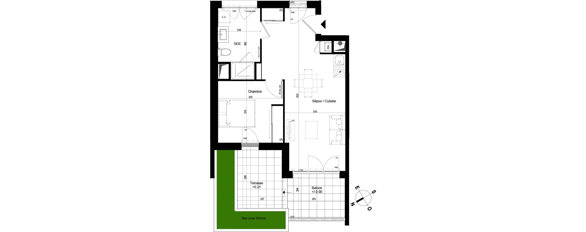Appartement T2 de 44,33 m2 &agrave; Chambray-L&egrave;s-Tours Centre