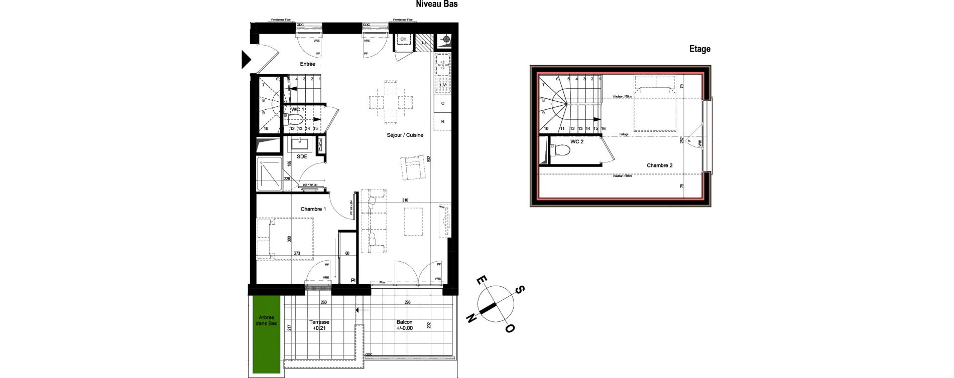 Duplex T3 de 59,00 m2 &agrave; Chambray-L&egrave;s-Tours Centre
