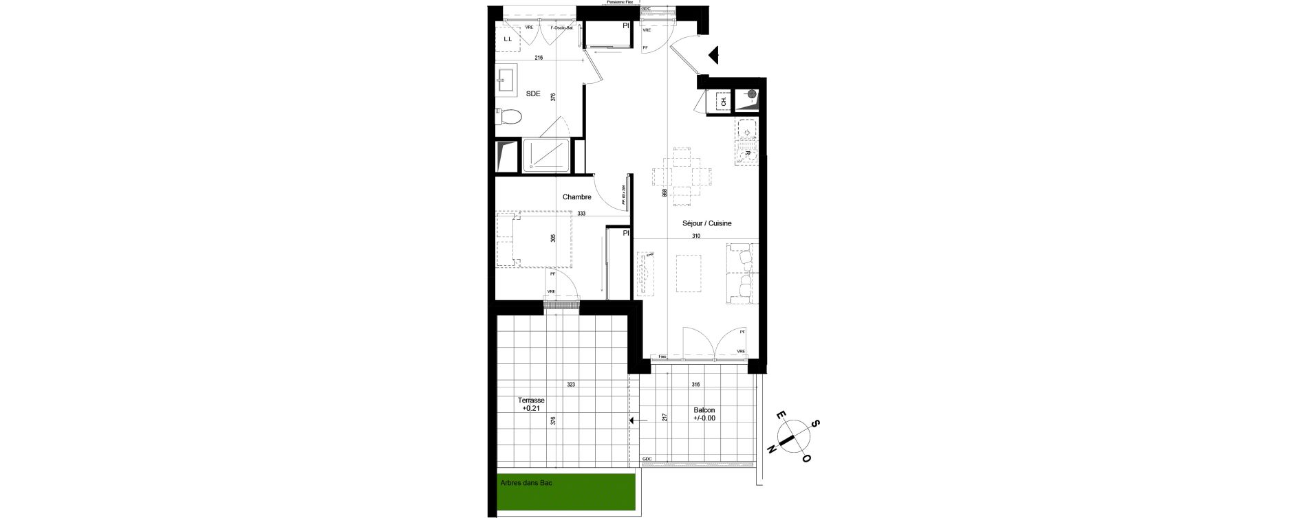 Appartement T2 de 44,34 m2 &agrave; Chambray-L&egrave;s-Tours Centre