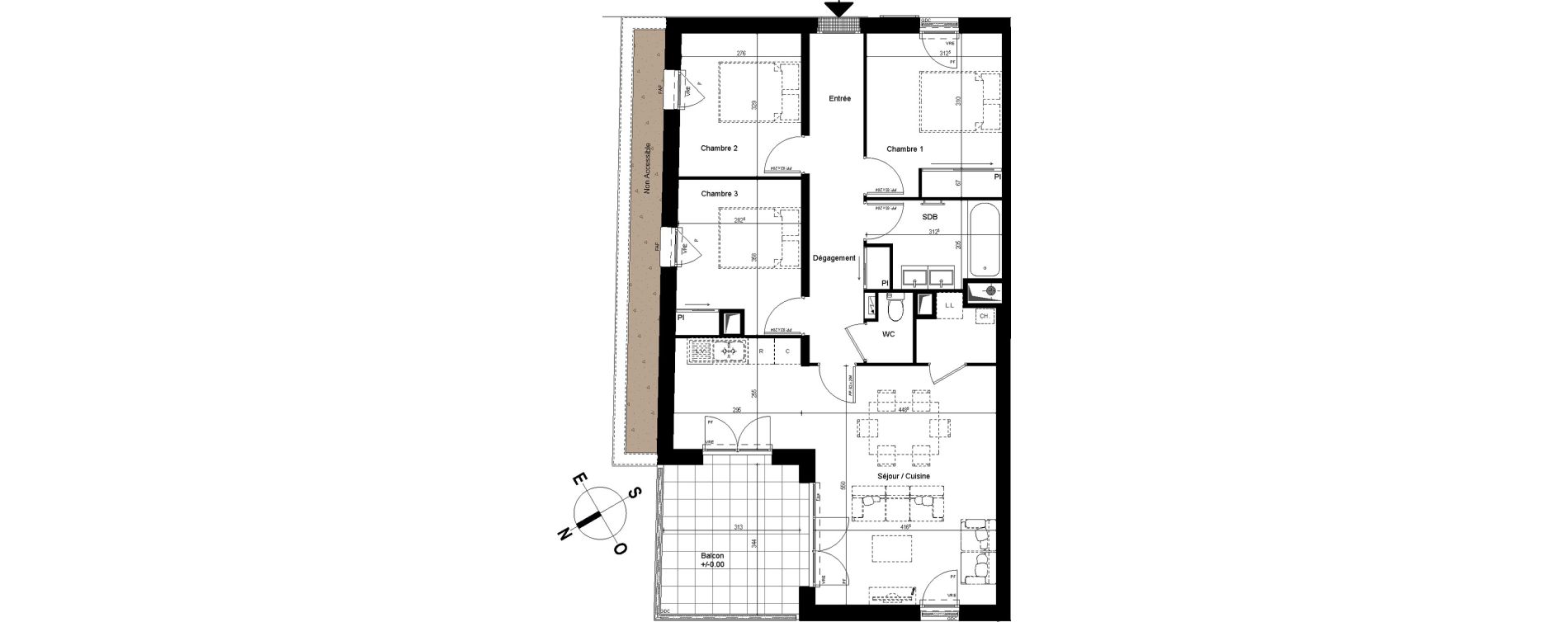 Appartement T4 de 81,56 m2 &agrave; Chambray-L&egrave;s-Tours Centre