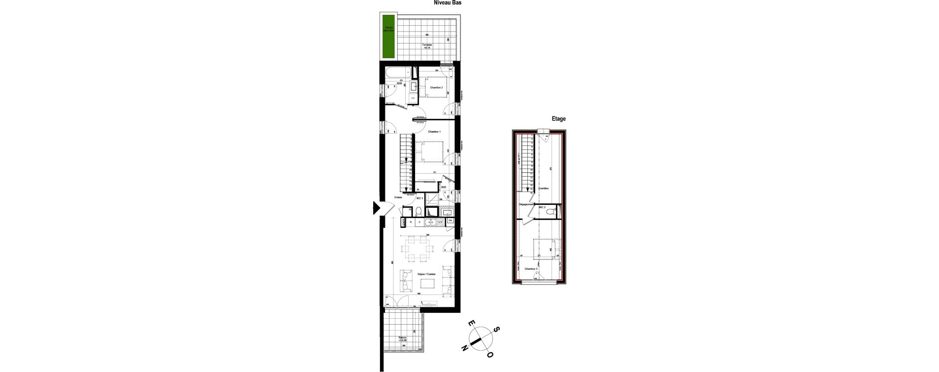 Duplex T4 de 93,84 m2 &agrave; Chambray-L&egrave;s-Tours Centre