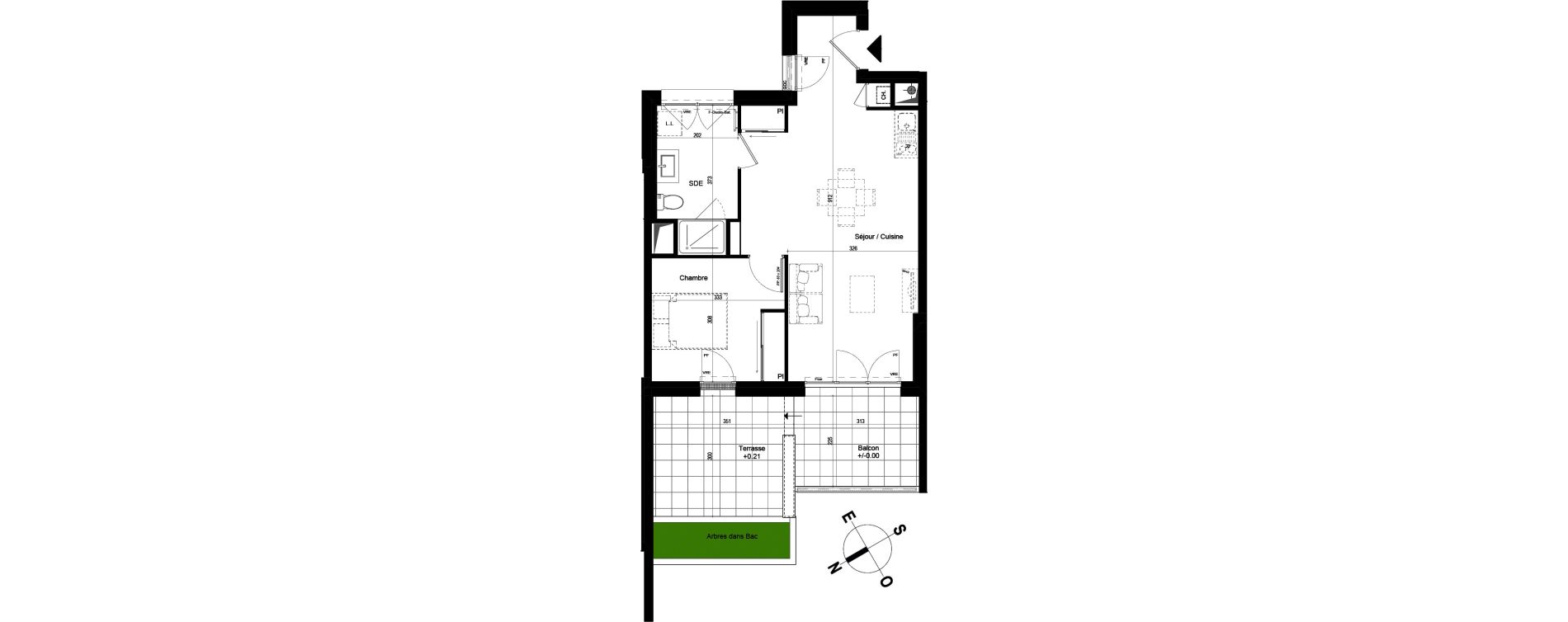 Appartement T2 de 47,43 m2 &agrave; Chambray-L&egrave;s-Tours Centre