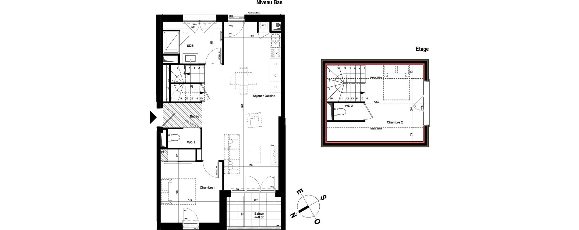 Duplex T3 de 67,67 m2 &agrave; Chambray-L&egrave;s-Tours Centre