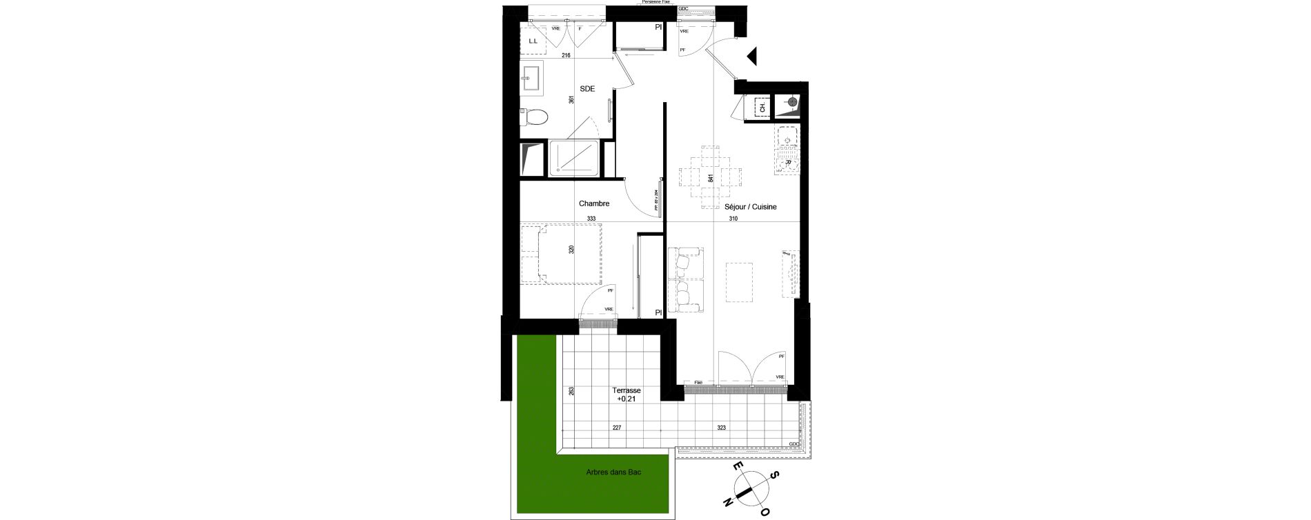 Appartement T2 de 44,19 m2 &agrave; Chambray-L&egrave;s-Tours Centre