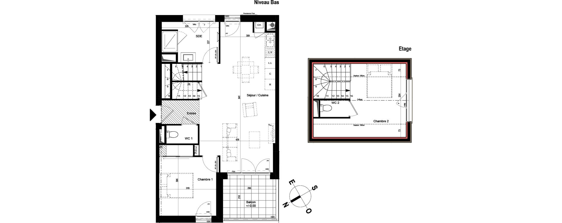 Duplex T3 de 65,91 m2 &agrave; Chambray-L&egrave;s-Tours Centre