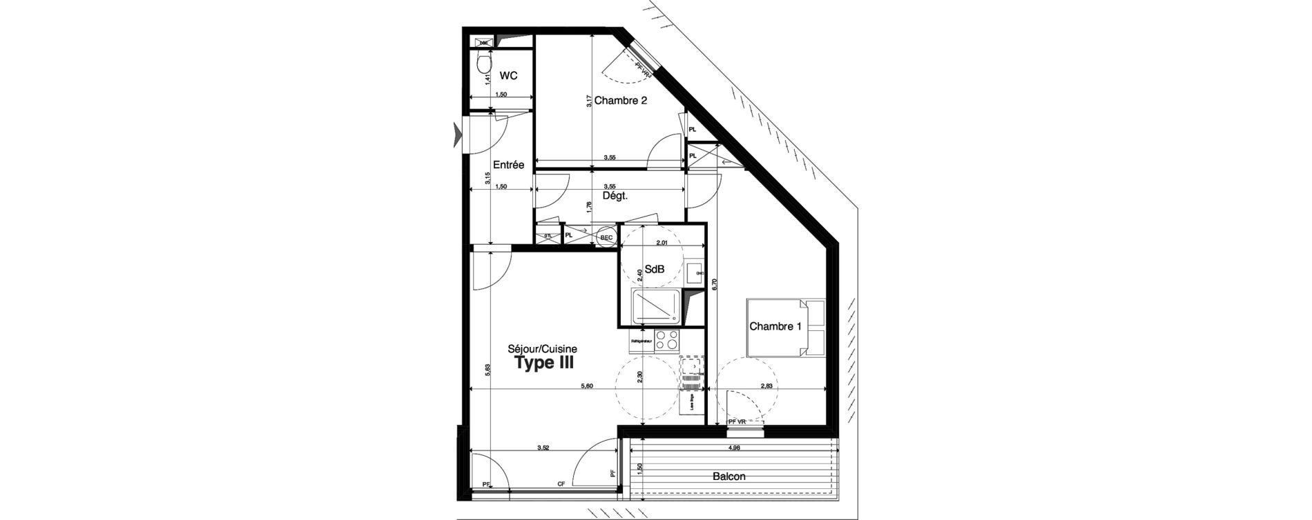 Appartement T3 de 67,74 m2 &agrave; Chambray-L&egrave;s-Tours Centre
