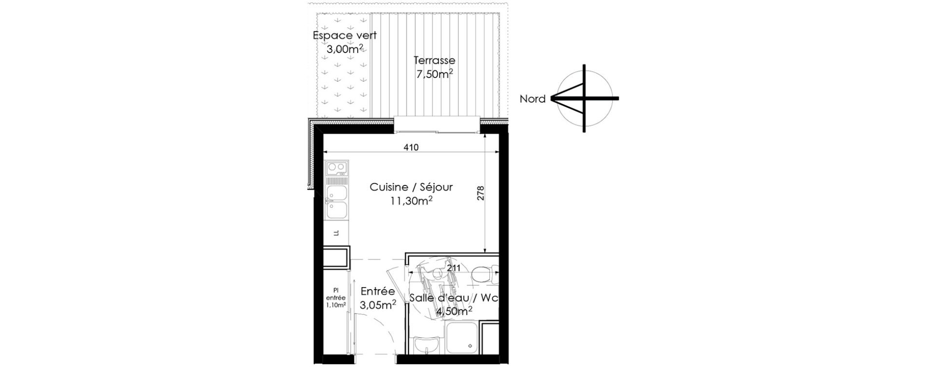 Appartement T1 de 19,95 m2 &agrave; Chambray-L&egrave;s-Tours Centre