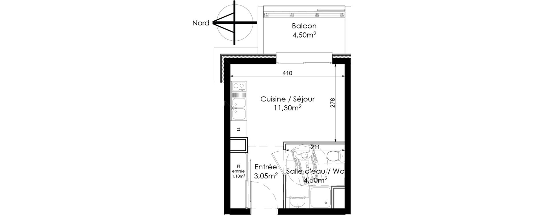 Appartement T1 de 19,95 m2 &agrave; Chambray-L&egrave;s-Tours Centre