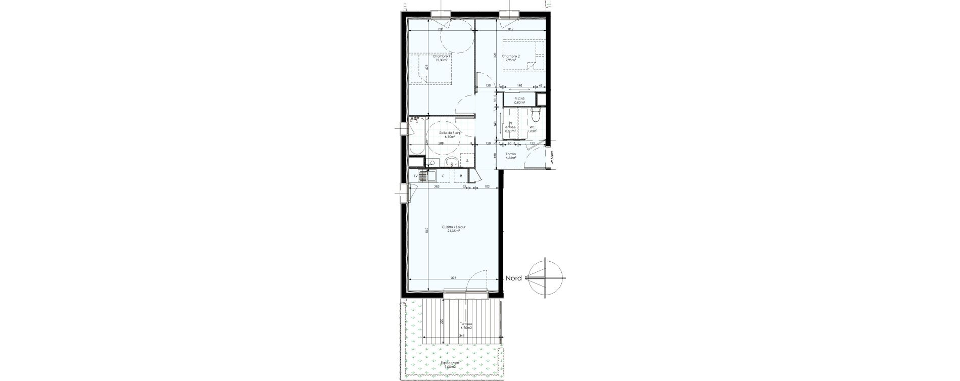 Appartement T3 de 59,55 m2 &agrave; Chambray-L&egrave;s-Tours Centre