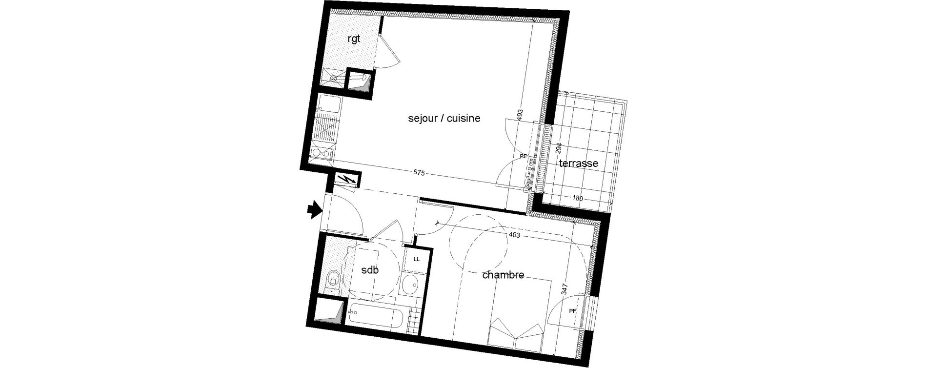 Appartement T2 de 45,85 m2 &agrave; Chambray-L&egrave;s-Tours Centre